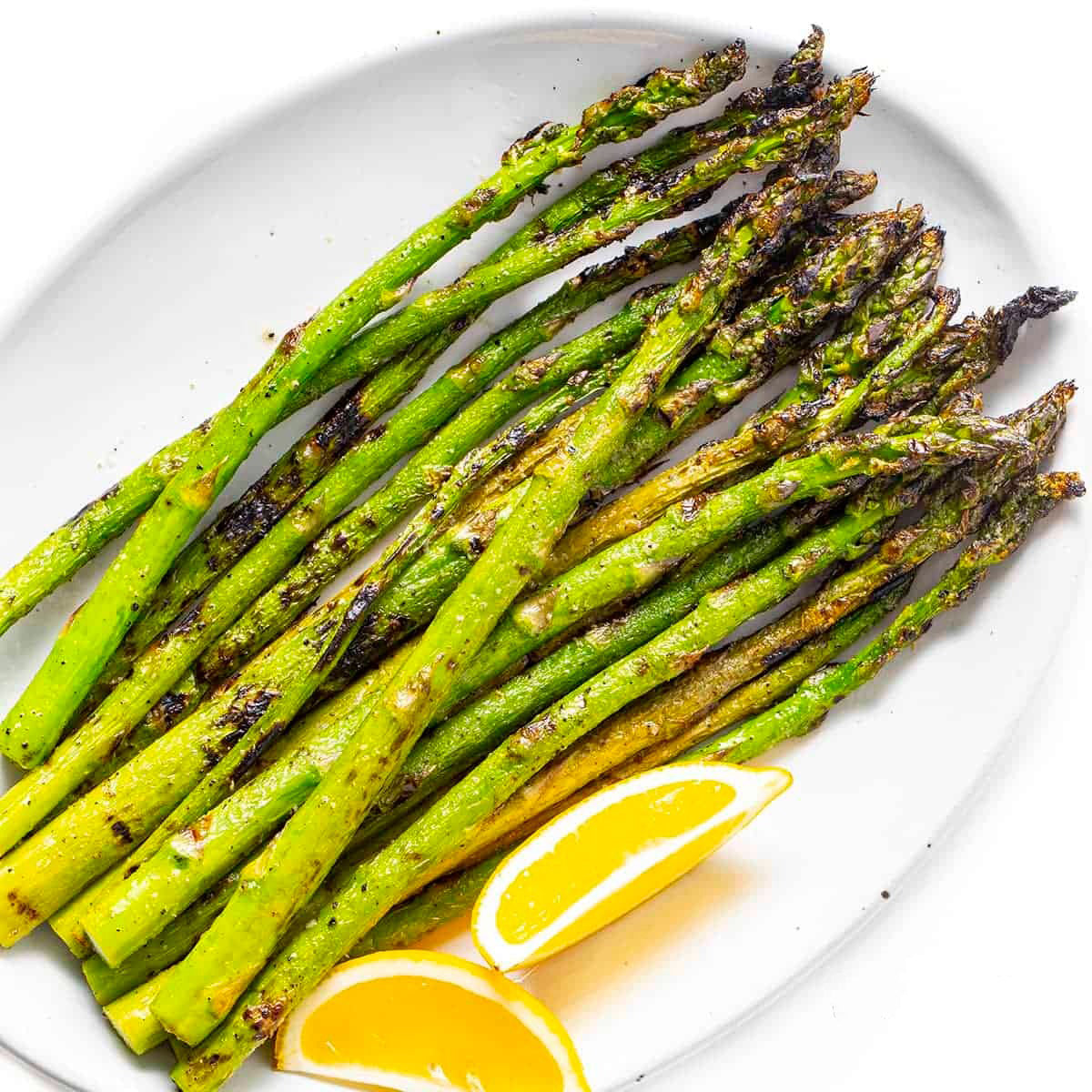 Charcoa Grilled Garlic Asparagus greenolivecompany.com