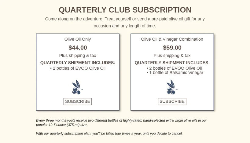 Quarterly Club Subscription Plans