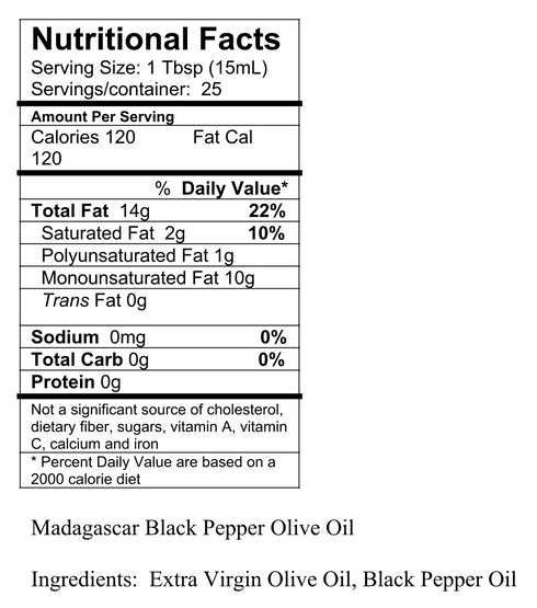 Madagascar Black Pepper Infused Olive Oil