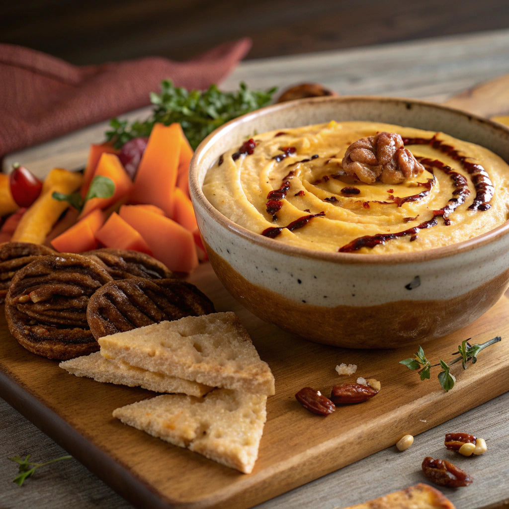 Whipped Sweet Potato Dip with Maple Balsamic Swirl and Butter Oil