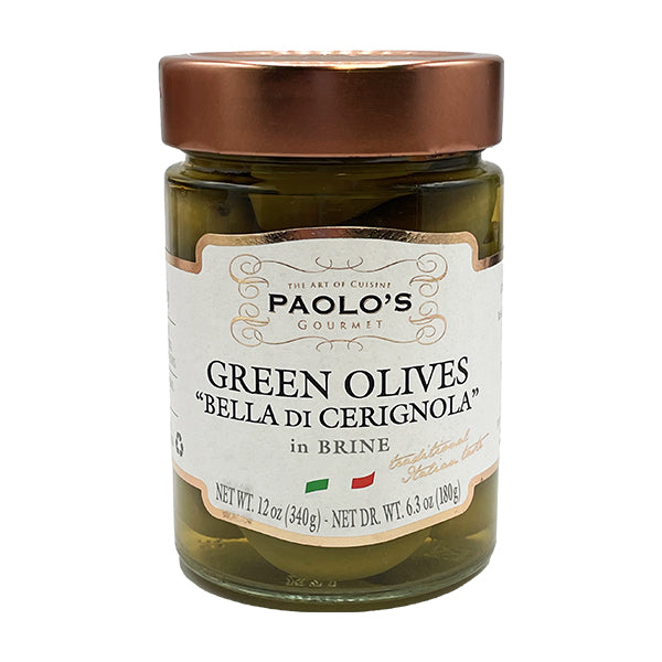 Paolo’s Green Olives “Bella di Cerignola” in Brine - Green Olive Company